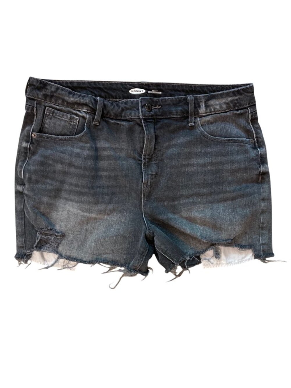 Women's OLD NAVY High Rise Cut-Off Denim Shorts BLACK Size 16
